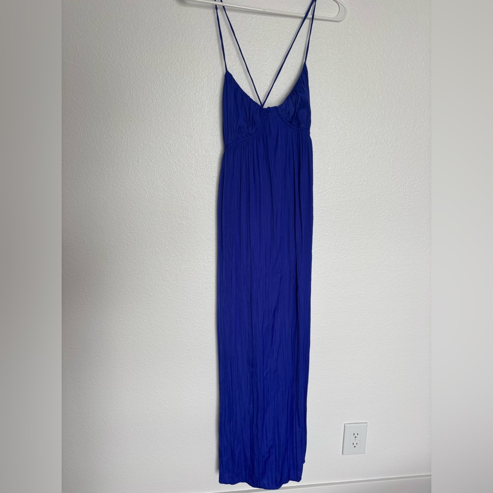 Anthropologie Cobalt Blue Gathered Dress